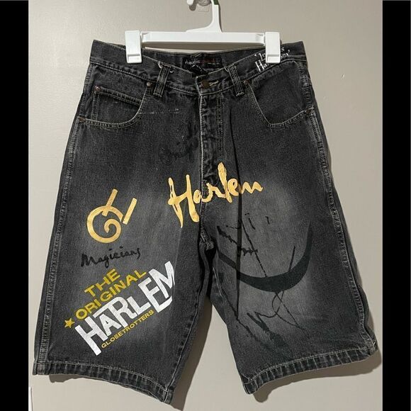 VINTAGE FUBU Harlem Globetrotters denim shorts - Picture 1 of 4